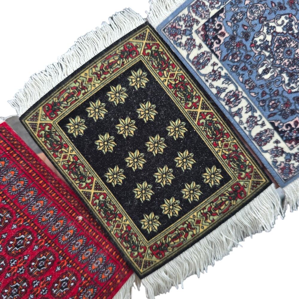 Lextra International Collection CoasterRug Assorted Colors 5.5" x 3.6" Set of 4